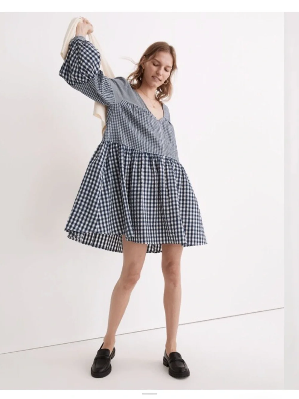 Madewell Blue & White Gingham Mini Dress - Picture 4 of 7